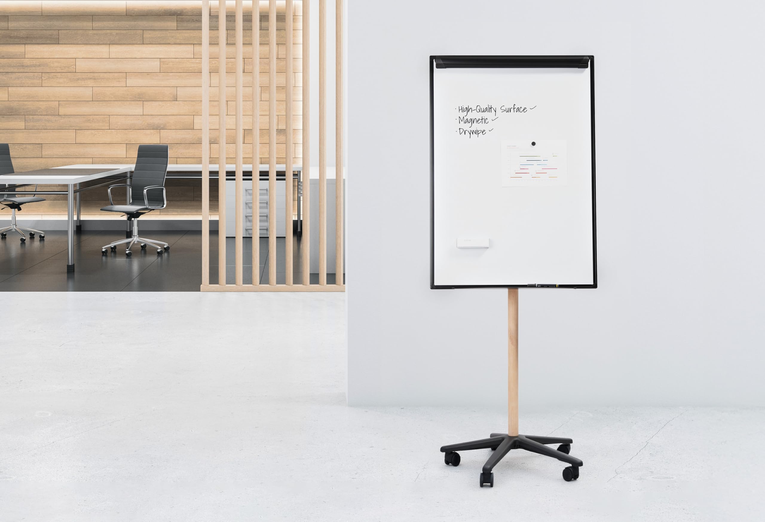 bi-office-essence-chevalet-de-conf-rence-mobile-magn-tique-cadre-alu-noir-et-boi image 2