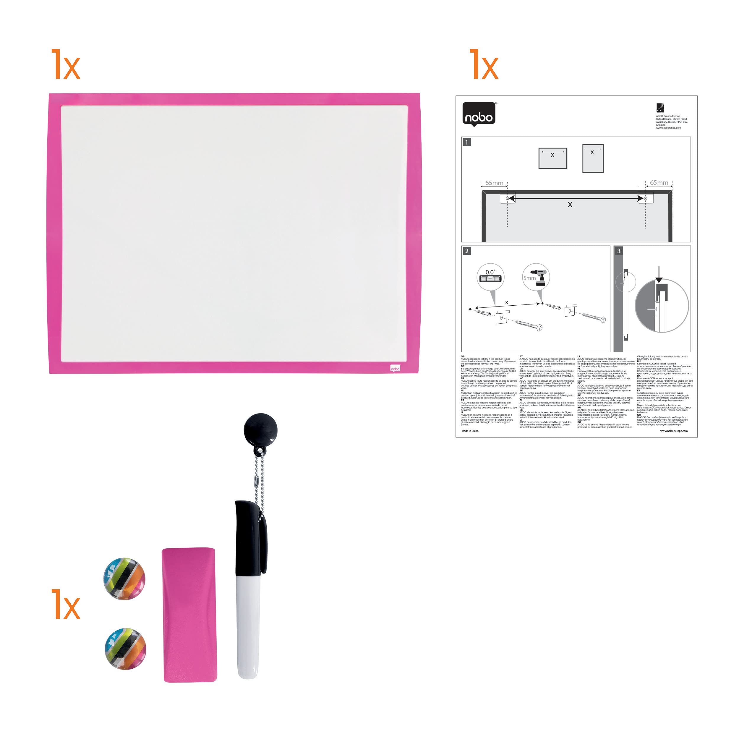 nobo-essence-petit-tableau-blanc-magn-tique-mural-cadre-rose-585x430mm-2104177 image 5