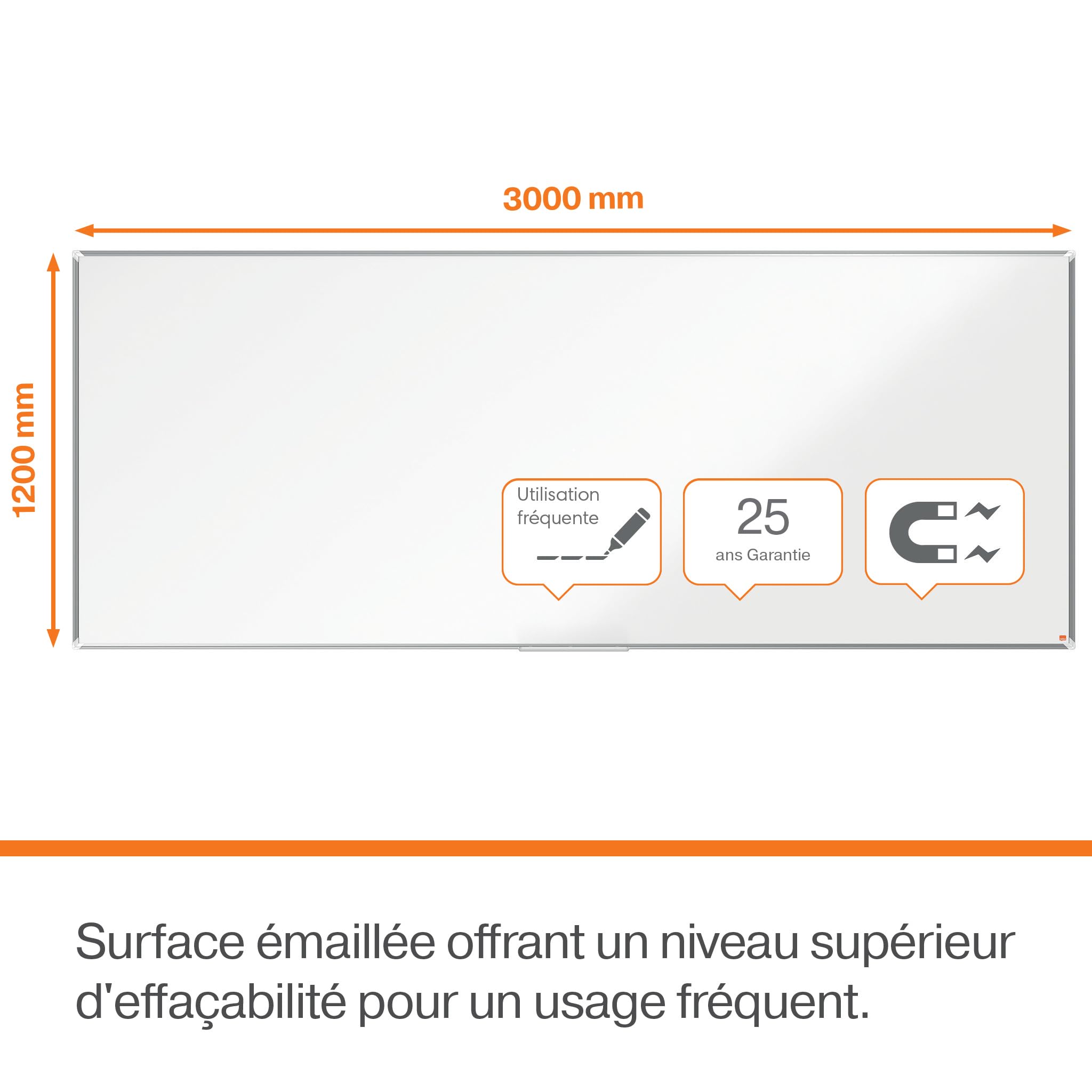 nobo-premium-plus-tableau-blanc-magn-tique-maill-3000-x-1200-mm-cadre-aluminium- image 3