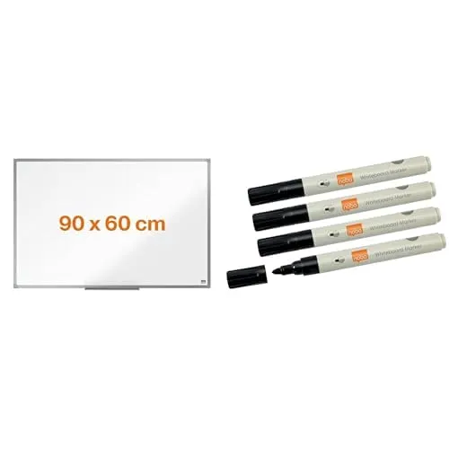 nobo-basic-tableau-blanc-magn-tique-900-x-600-mm-cadre-aluminium-4-marqueurs-noi image 1