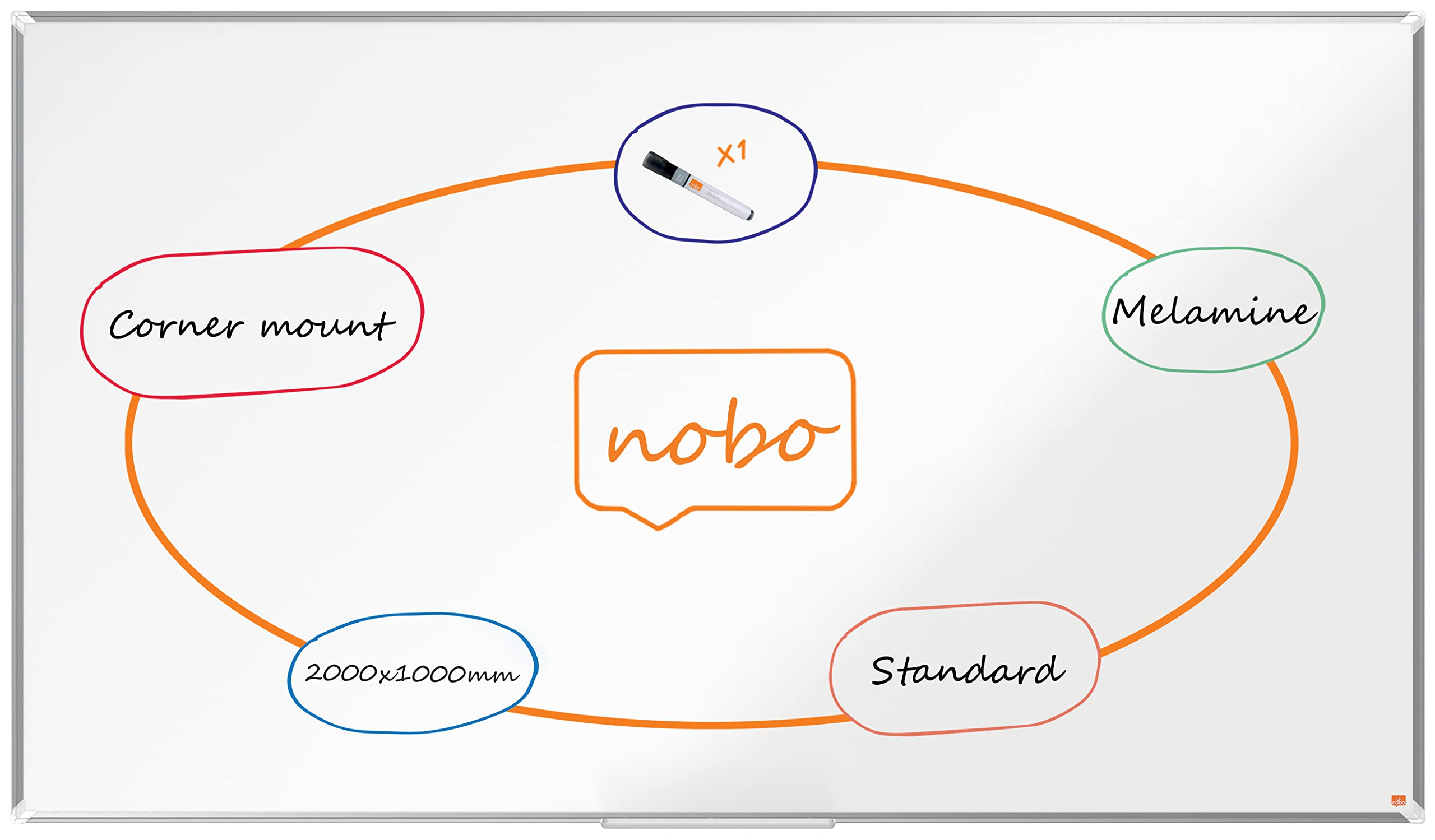nobo-premium-plus-tableau-blanc-m-lamin-non-magn-tique-2000-x-1000-mm-cadre-alum image 1
