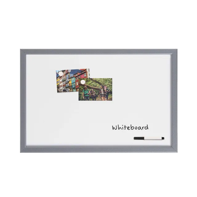 bi-office-maya-tableau-blanc-laqu-magn-tique-40-x-60-cm-cadre-argent image 1