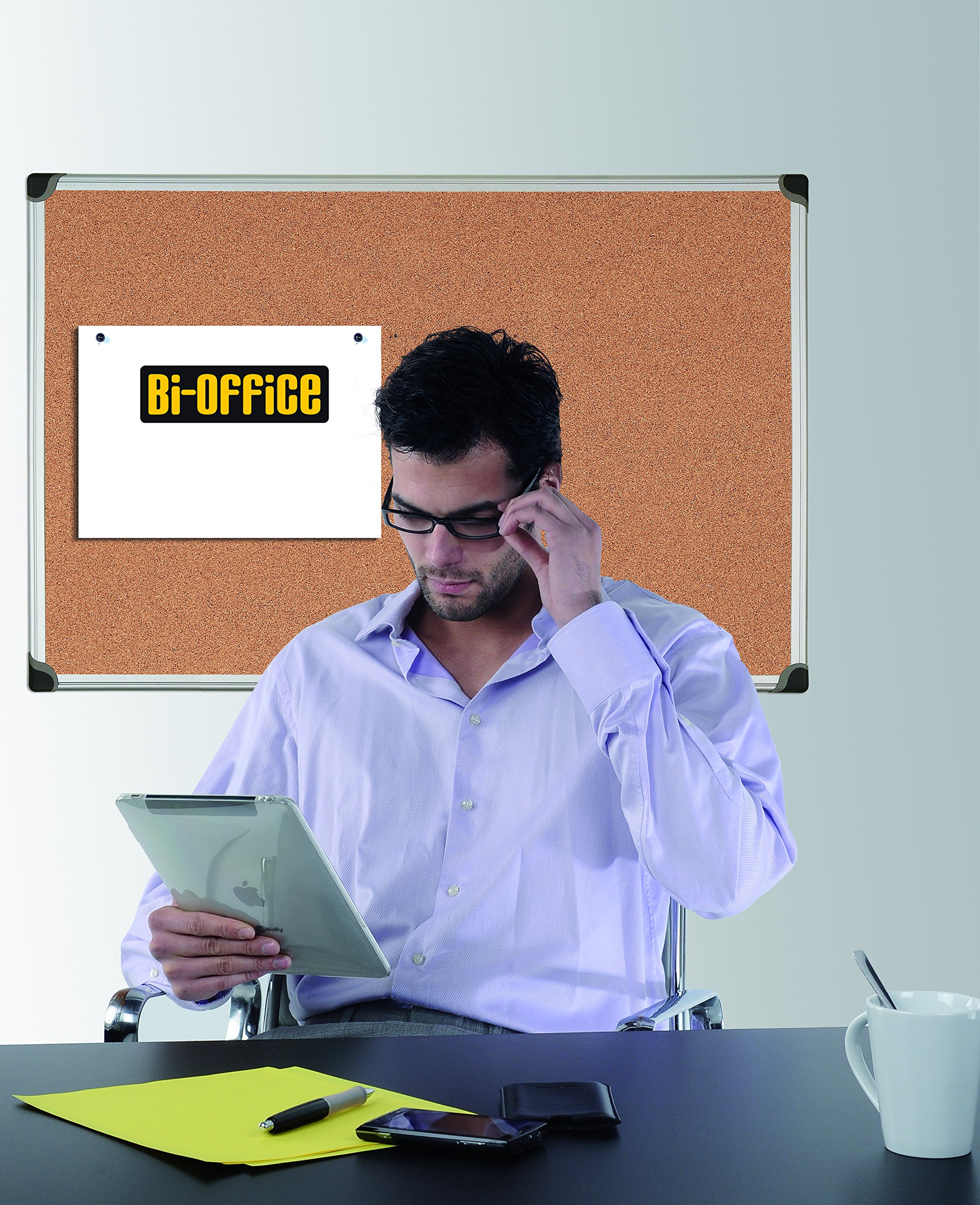 bi-office-maya-w-tableau-d-affichage-en-li-ge-cadre-aluminium-120-x-90-cm image 3