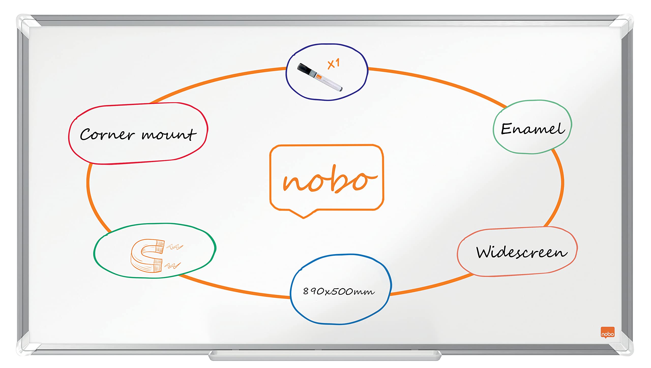 nobo-premium-plus-tableau-blanc-magn-tique-maill-widescreen-890x500mm image 1