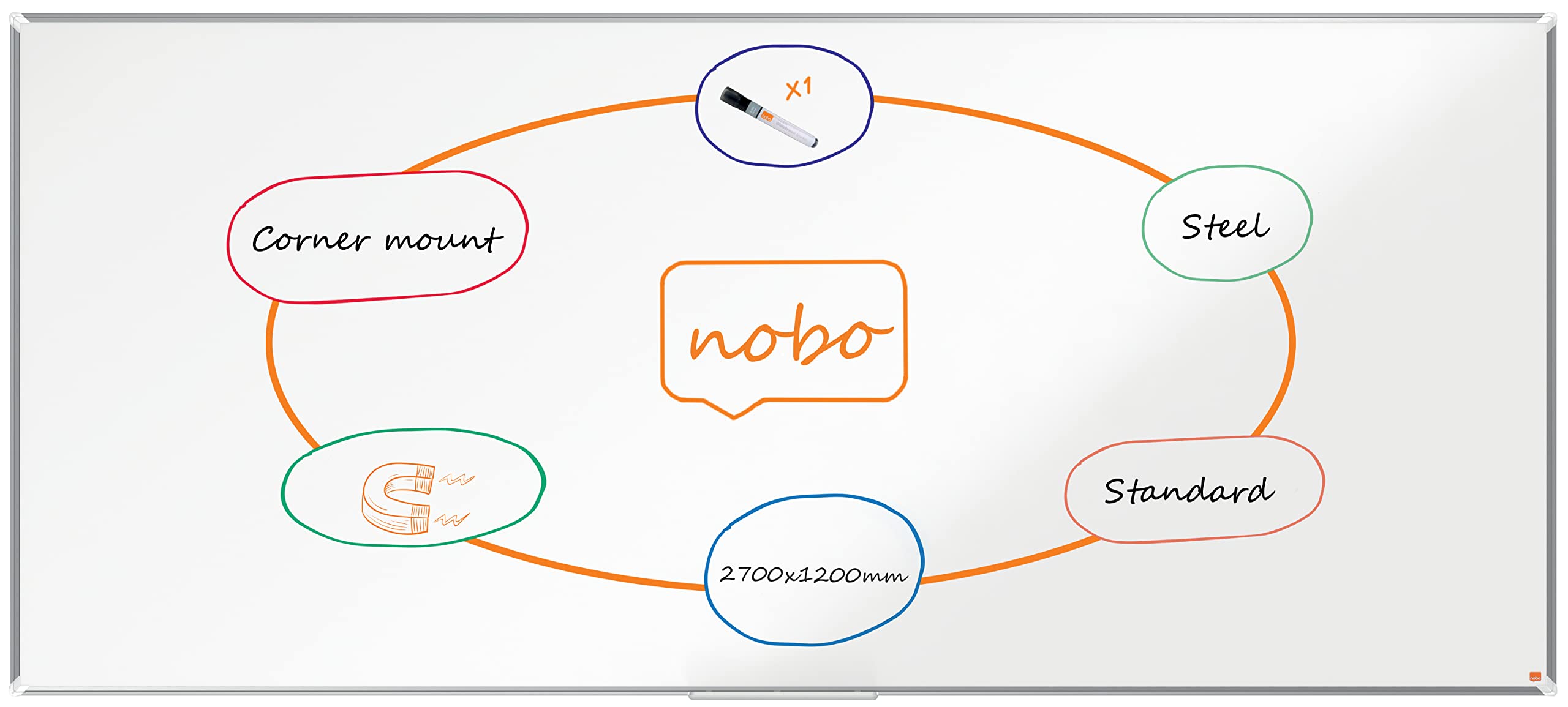 nobo-premium-plus-tableau-blanc-acier-maill-magn-tique-2700-x-1200-mm-cadre-alum image 1