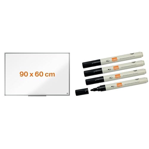 nobo-basic-tableau-blanc-magn-tique-900-x-600-mm-cadre-aluminium-4-marqueurs-noi image 1