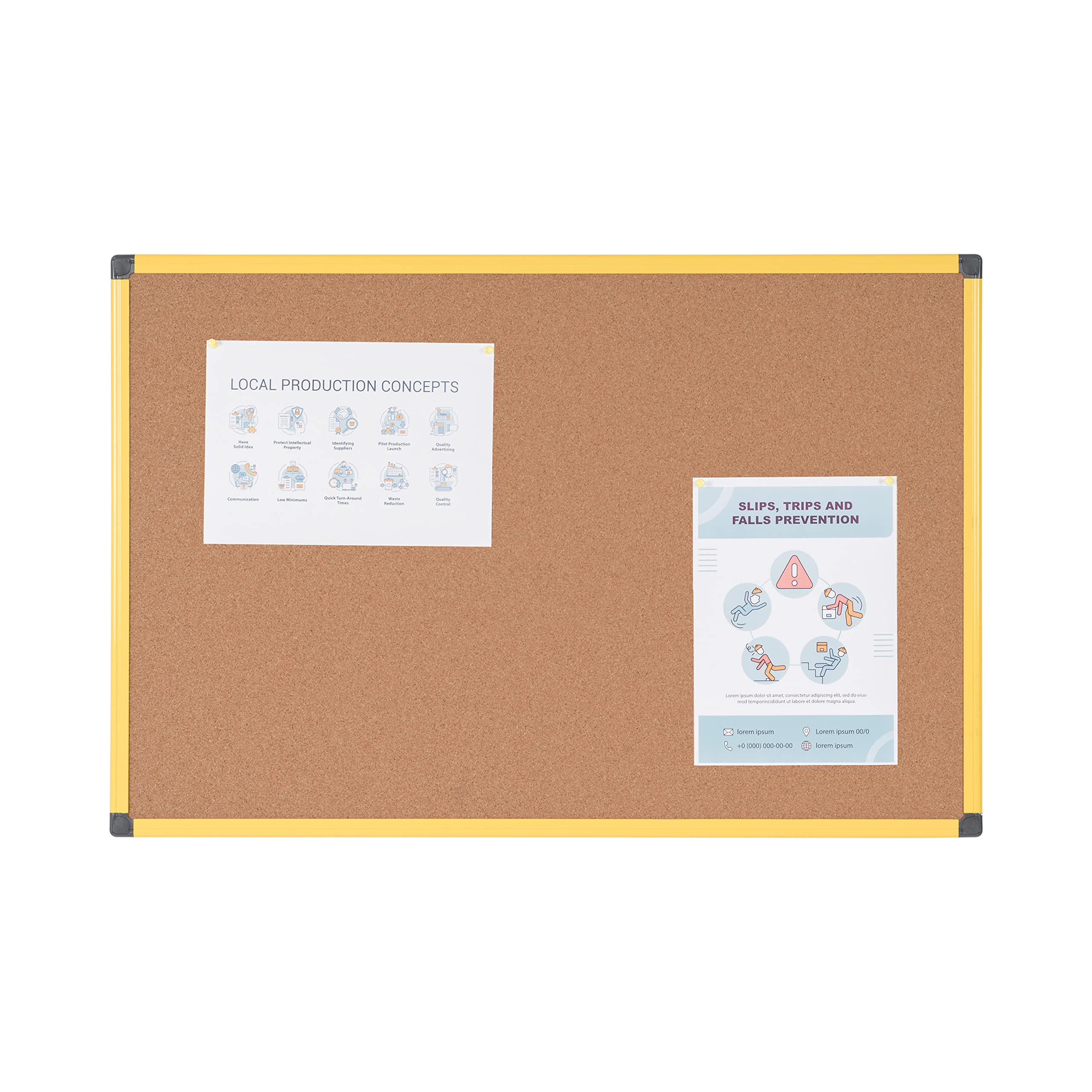 bi-office-maya-tableau-d-affichage-li-ge-90-x-60-cm-cadre-aluminium-jaune image 1
