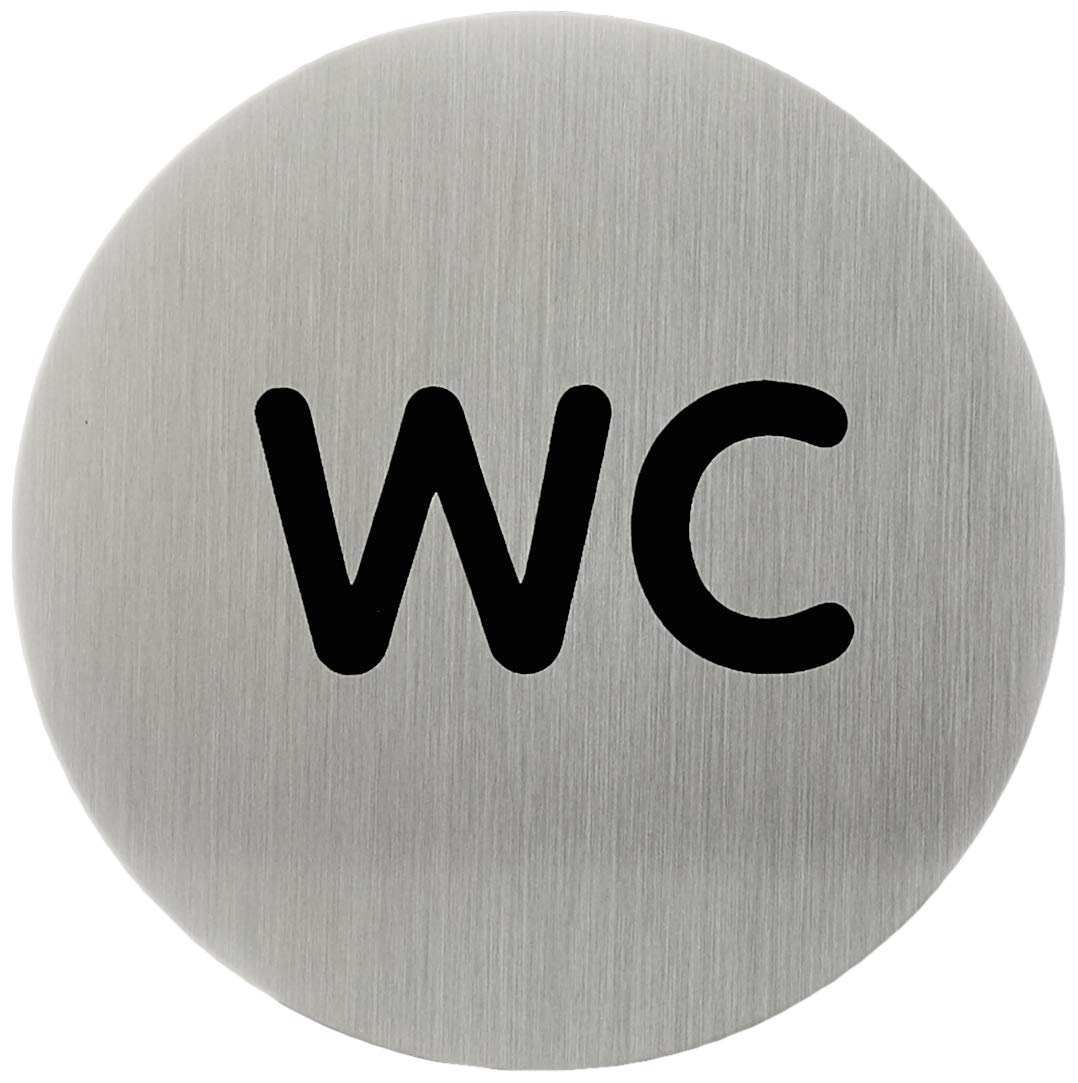 durable-plaque-de-porte-pictogramme-wc-rond-83-mm-acier-inoxydable-adh-sif image 1