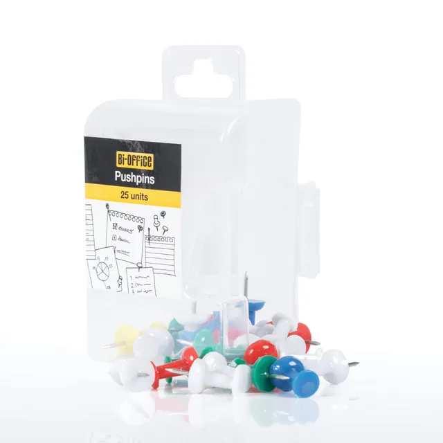 bi-office-lot-de-25-pingles-transparentes-t-te-ronde-pour-panneau-li-ge image 1