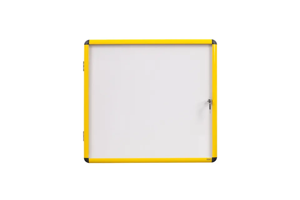 bi-office-exhibit-vitrine-d-int-rieur-murale-6-x-a4-cadre-aluminium-jaune-fond-m image 1