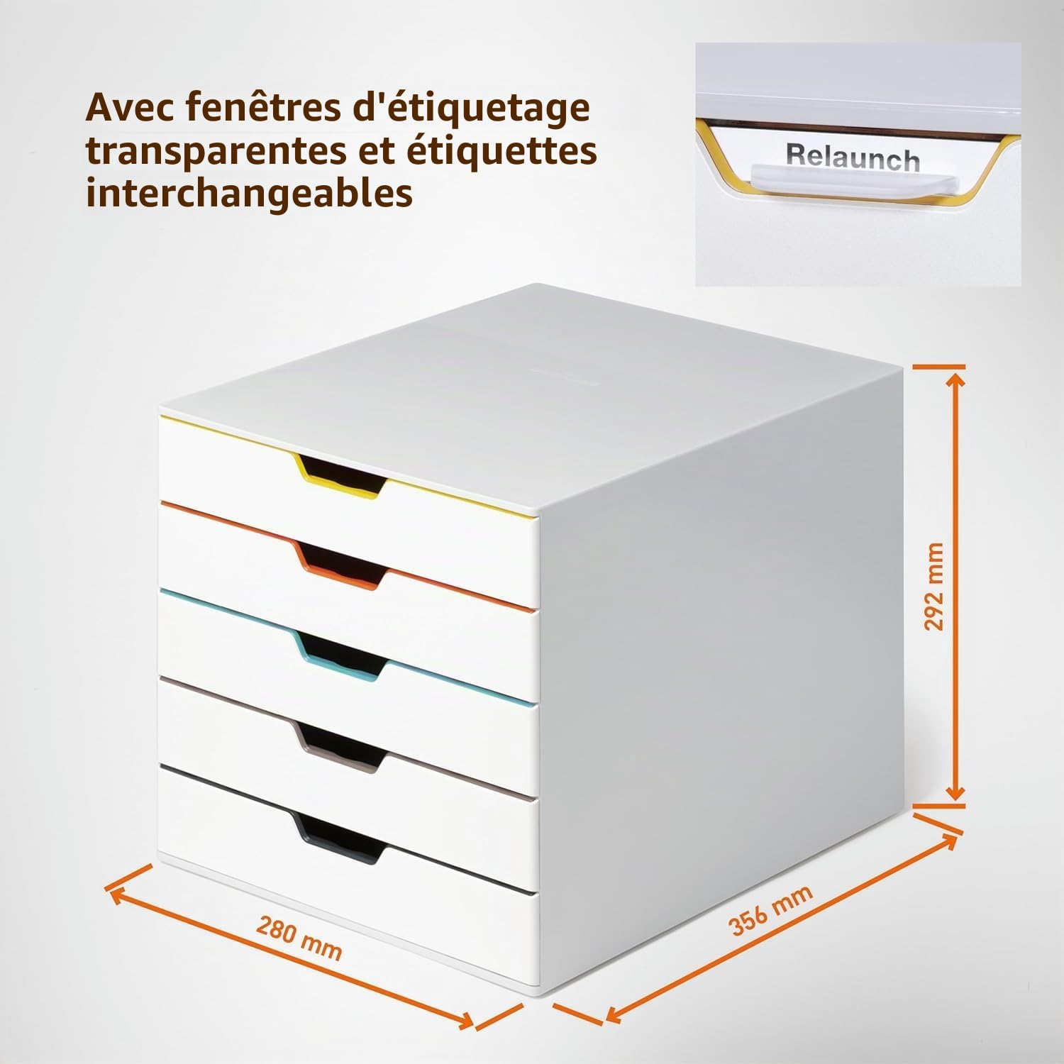 durable-varicolor-mix-10-module-de-classement-5-tiroirs-a4-multicolore-abs image 3