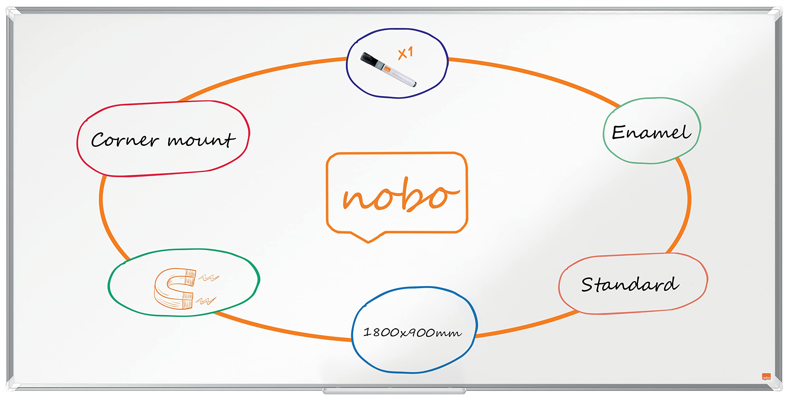 nobo-tableau-blanc-magn-tique-maill-premium-plus-1800x900-mm-cadre-aluminium-bla image 1