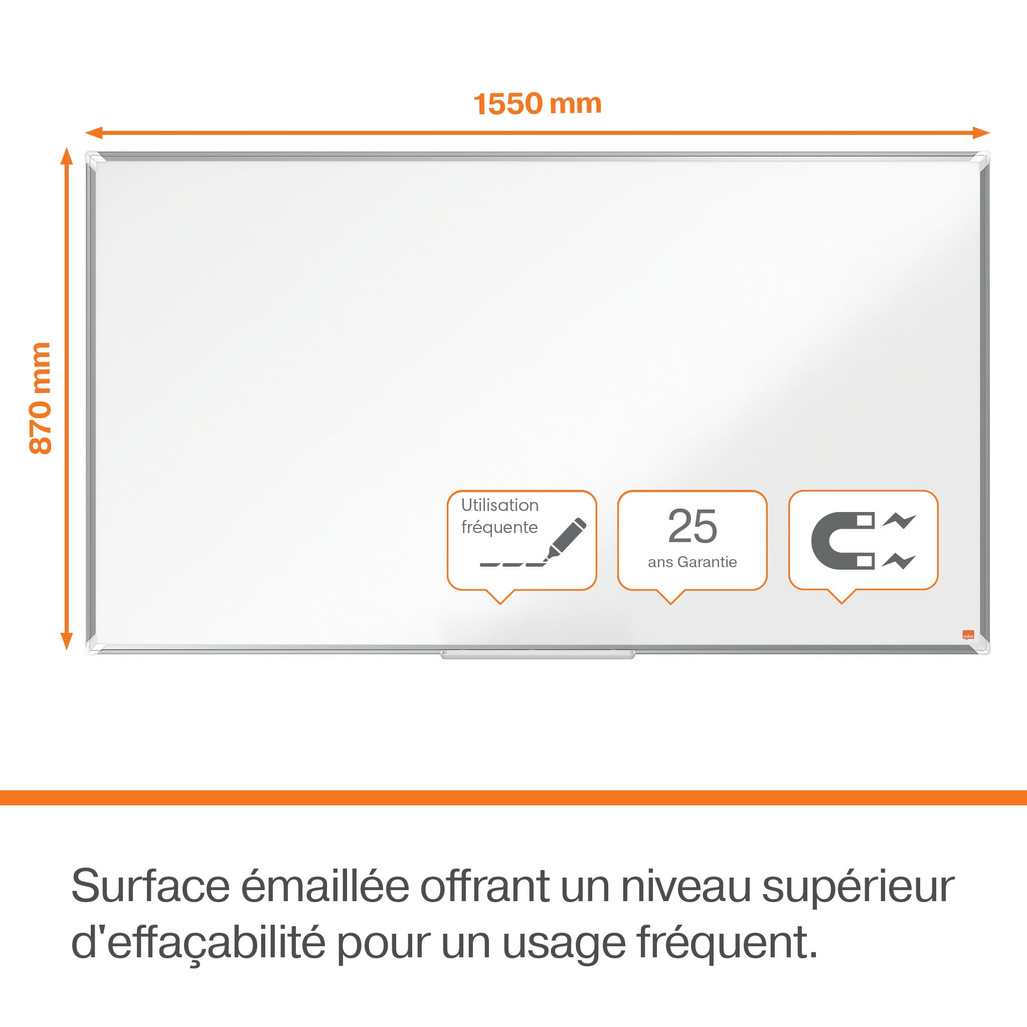 nobo-premium-plus-tableau-blanc-magn-tique-maill-1550-x-870-mm-blanc image 3