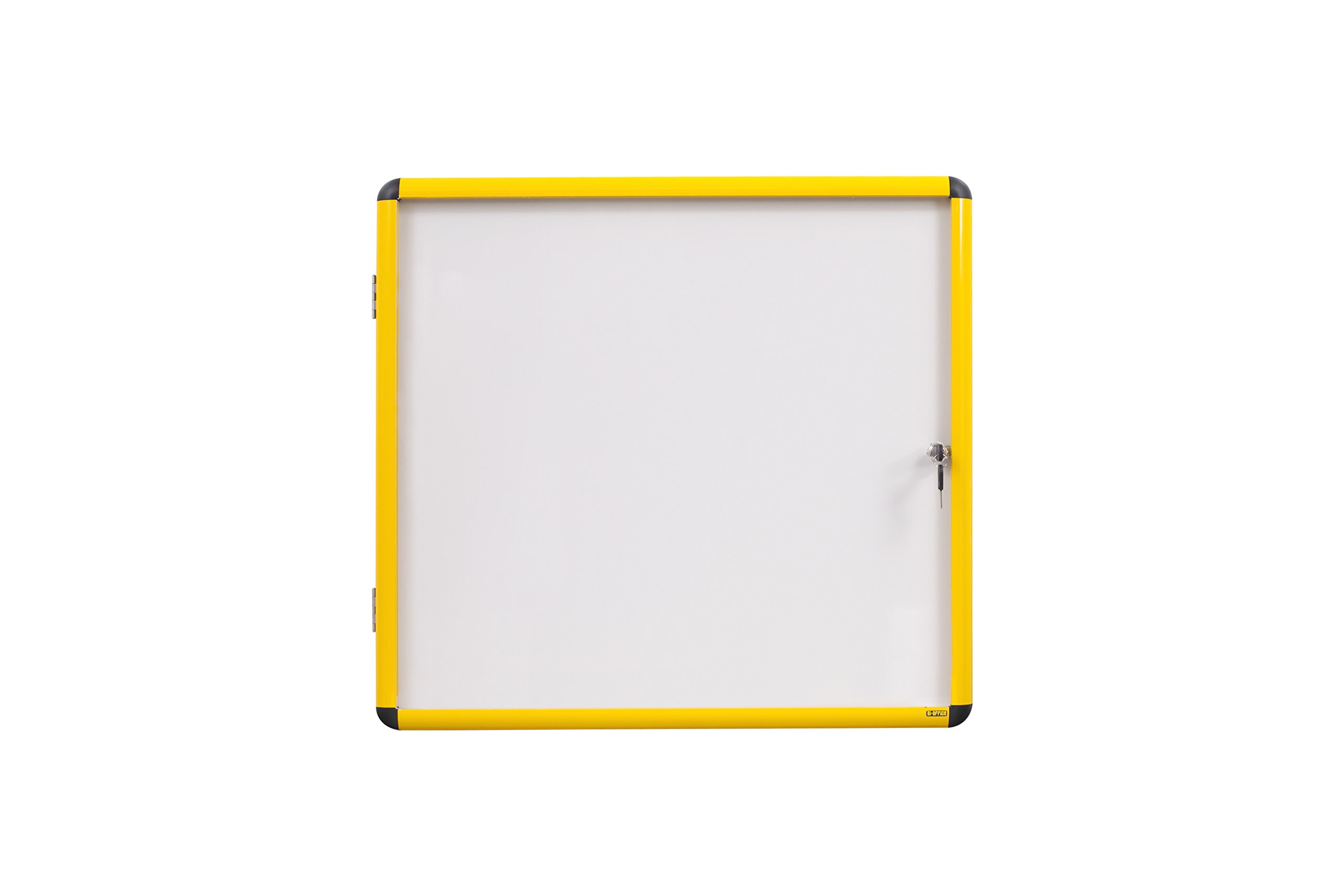 bi-office-exhibit-vitrine-d-int-rieur-murale-6-x-a4-cadre-aluminium-jaune-fond-m image 1