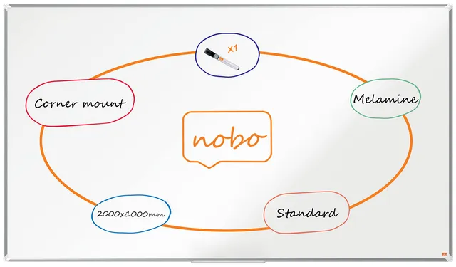 nobo-premium-plus-tableau-blanc-m-lamin-non-magn-tique-2000-x-1000-mm-cadre-alum image 1