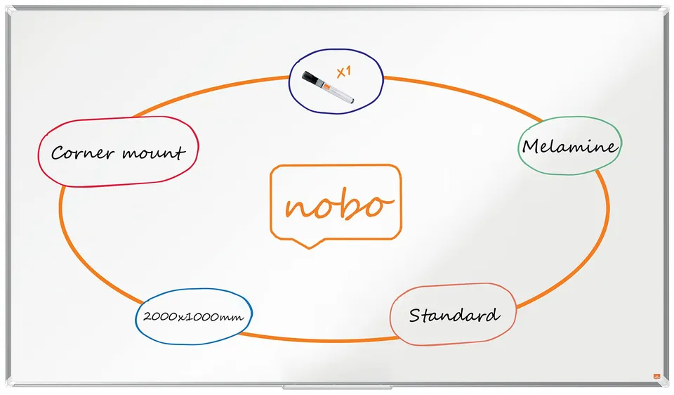 nobo-premium-plus-tableau-blanc-m-lamin-non-magn-tique-2000-x-1000-mm-cadre-alum image 1