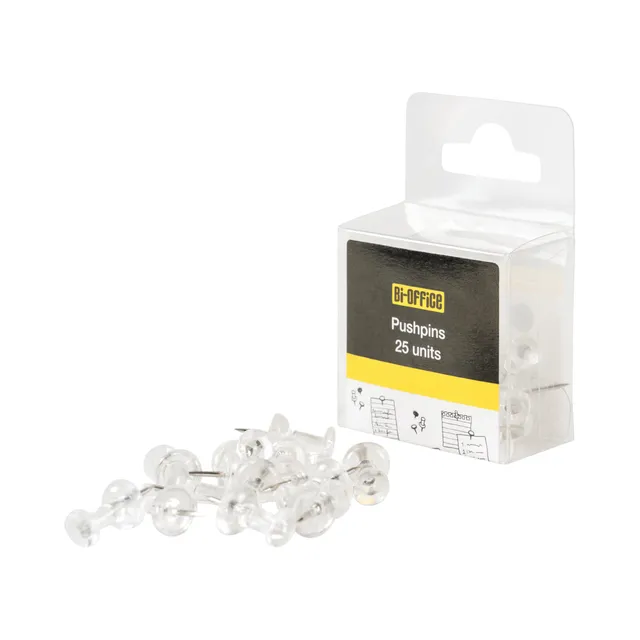 bi-office-lot-de-25-pingles-t-te-ronde-transparentes-pour-tableaux-li-ge-et-feut image 1