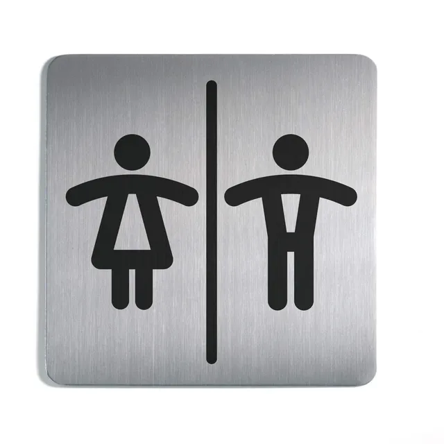 durable-495823-pictogramme-wc-femmes-hommes-150-x-150-mm-acier-bross-inoxydable image 1
