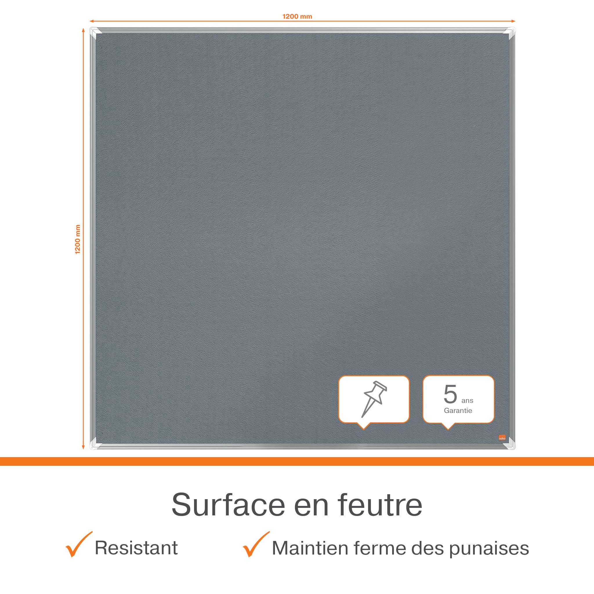 nobo-premium-plus-tableau-d-affichage-feutre-1200x1200mm-cadre-aluminium-gris-19 image 3