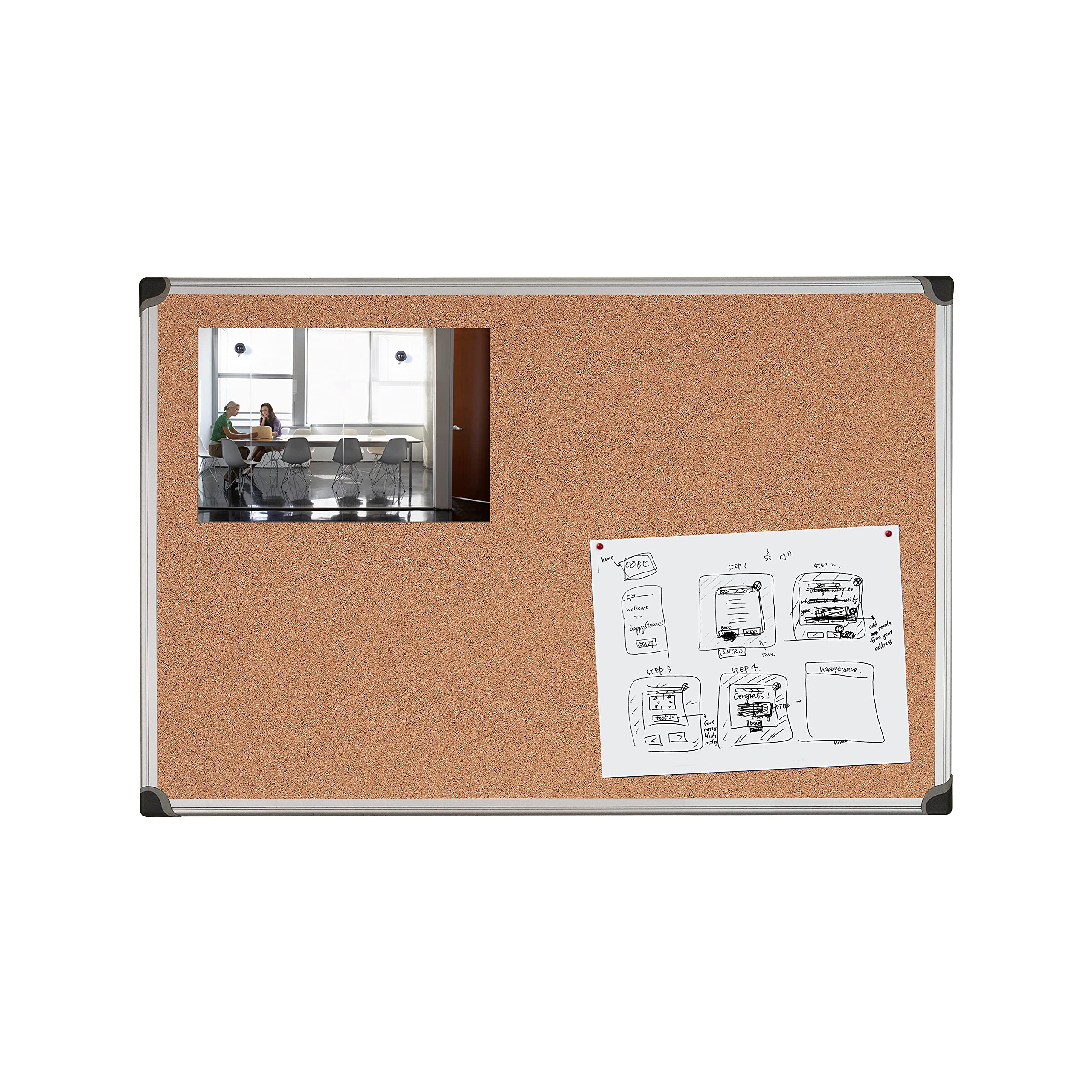 bi-office-maya-w-tableau-d-affichage-en-li-ge-cadre-aluminium-120-x-90-cm image 4