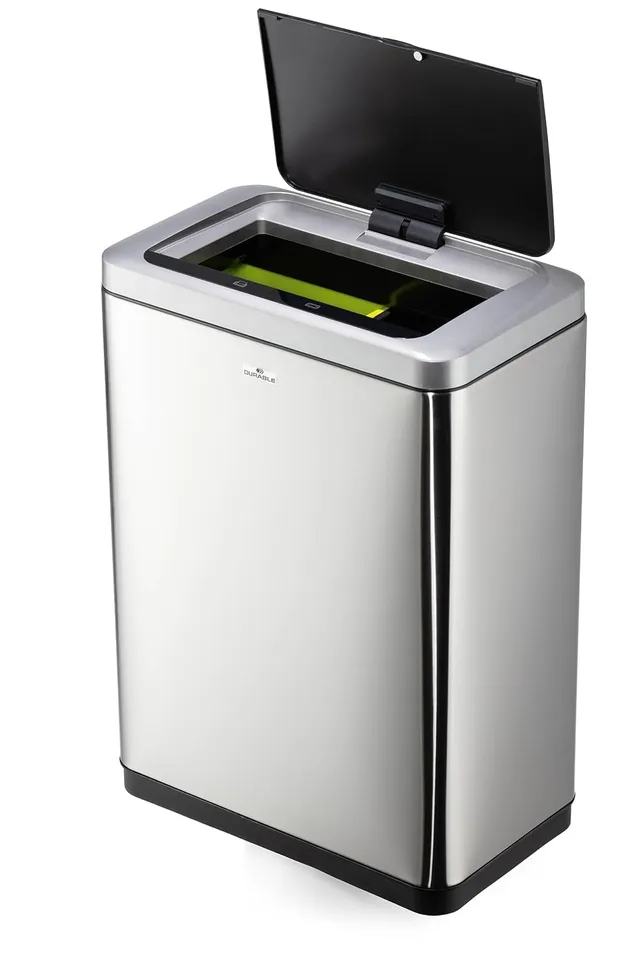 durable-no-touch-duo-poubelle-automatique-2-x-20-l-argent-inox-sans-contact image 1